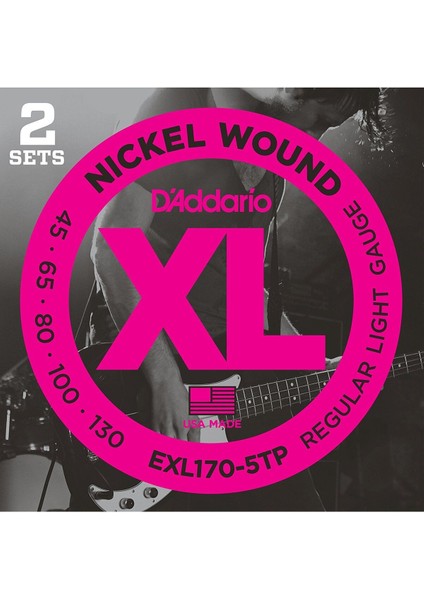 Iki Set Kaliteli Bas Gitar Teli, 5 Tell, Xl, 45-130, Uzun Süreli Kullanım