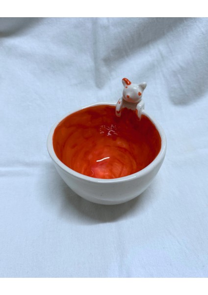 Arche Ceramic El Yapmı Seramik Kupa - Tırmanan Kedi - Turuncu - 200 ml - Tekli indirimleri