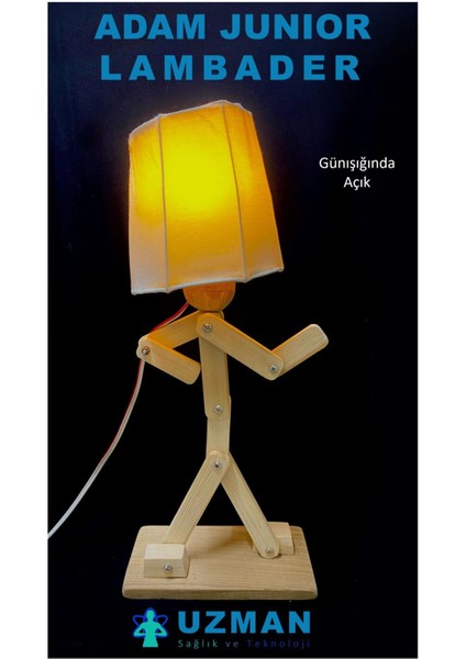 Ahşap Köşe Lambası, Insan Şeklinde Eklemli, Modern Tasarım, Kahverengi