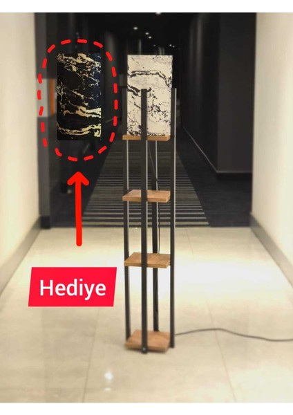 Bej Renkli Şık Lambader ve Abajur, Dekoratif Raflı Mobilya Seçeneği