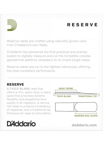 Alto Saksafon Kamışı No:3.5, D'addario Woodwinds Reserve DJR1035 fiyatları