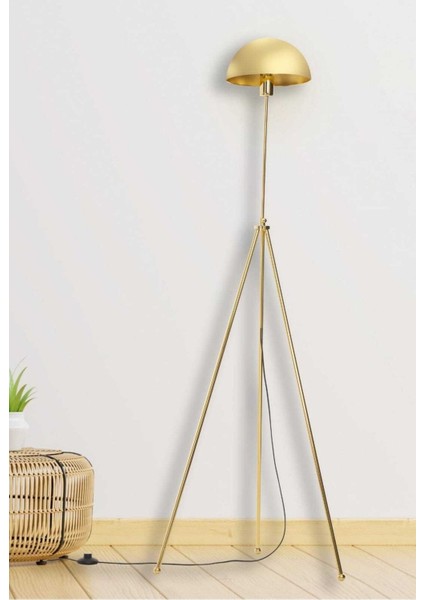 Şık Metal Tripod Mantar Şapkalı Dekoratif Lambader, Modern ve Zarif Tasarım