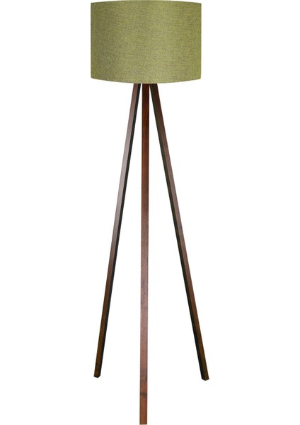 Yeşil Yuvarlak Kumaş Tripod Ayaklı Abajur, Şık ve Modern Tasarım