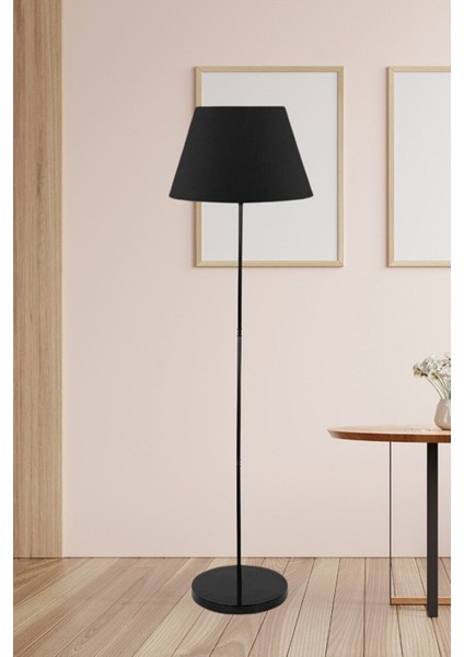 Şık Siyah Konik Metal Ayaklı Retro Lambader 7721