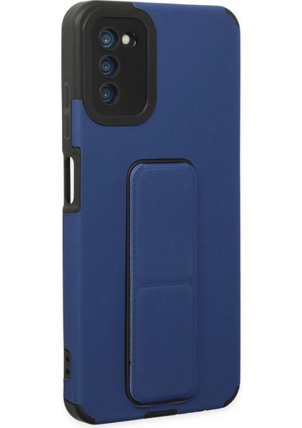 Newface Samsung Galaxy A03S Kılıf Mega Standlı Silikon - Mavi fiyatları