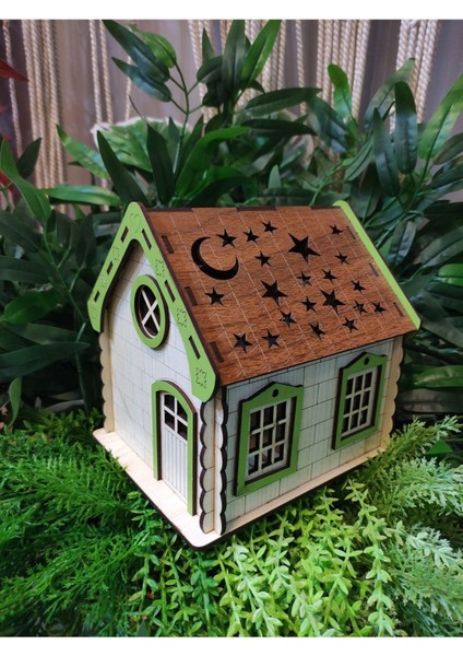 Yeşil Ahşap Ay-Yıldızlı Ev Dekorasyon Parçaları, Şık ve Doğal Tasarım fırsatları