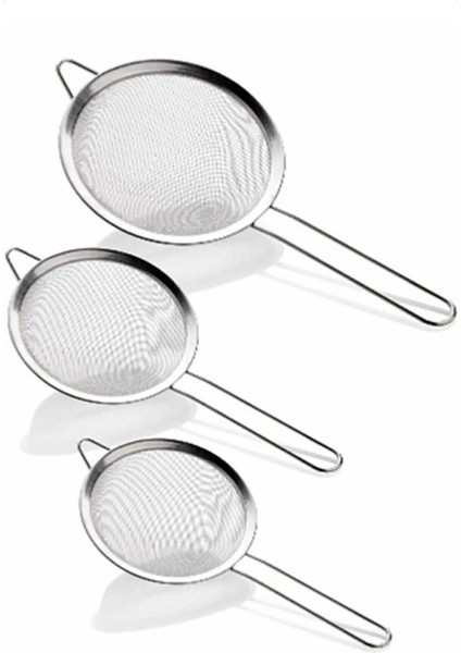 Büyük 3'lü Metal Süzgeç Seti, Dayanıklı ve Şık Mutfak Gereçleri
