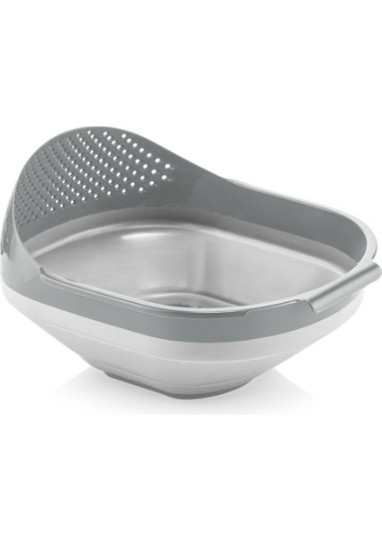 Parlak Pirinç Akordeon Süzgeç 23X26X14 Cm, Zarif Tasarım