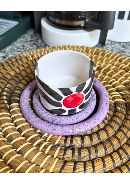 Arche Ceramic El Yapmı Seramik Bardak Altlığı - Mor - Tekli modelleri