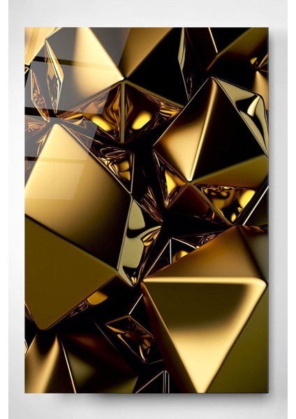 Gold Soyut Cam Tablo, Dekoratif Cam Tablo