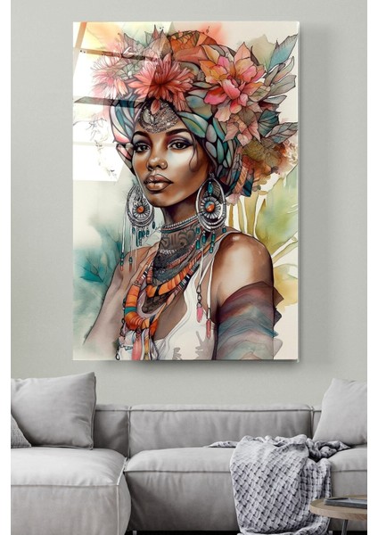 Afrikalı Kadın Cam Tablo, Dekoratif Cam Tablo fiyatları
