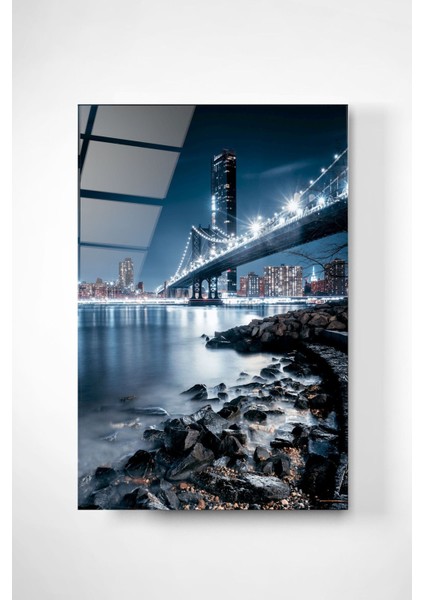 Manhattan Bridge New York Cam Tablo, Dekoratif Cam Tablo