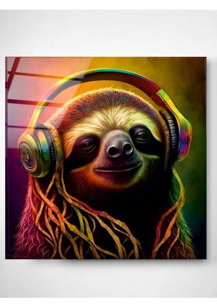 Neon Sloth Cam Tablo, Dekoratif Cam Tablo modelleri