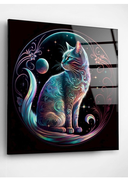 Neon Kedi Cam Tablo, Dekoratif Cam Tablo fiyatları