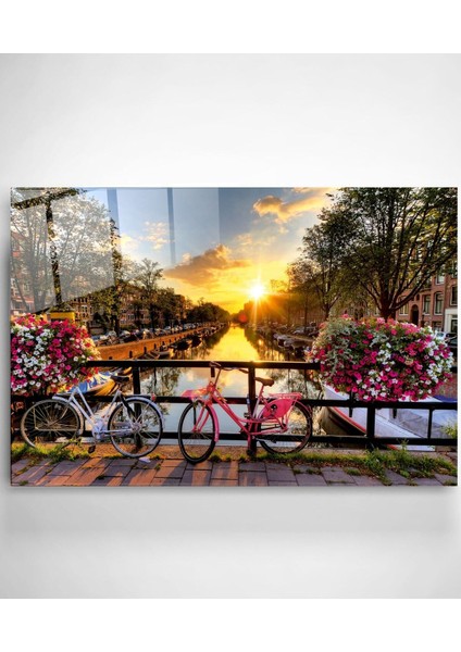 Bisiklet Şehri Hollanda Cam Tablo, Dekoratif Cam Tablo fiyatları