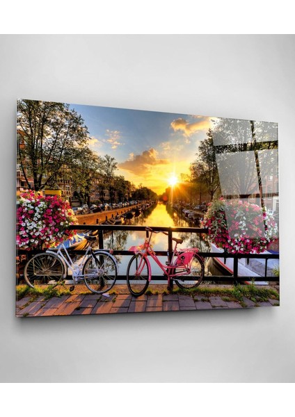 Bisiklet Şehri Hollanda Cam Tablo, Dekoratif Cam Tablo modelleri