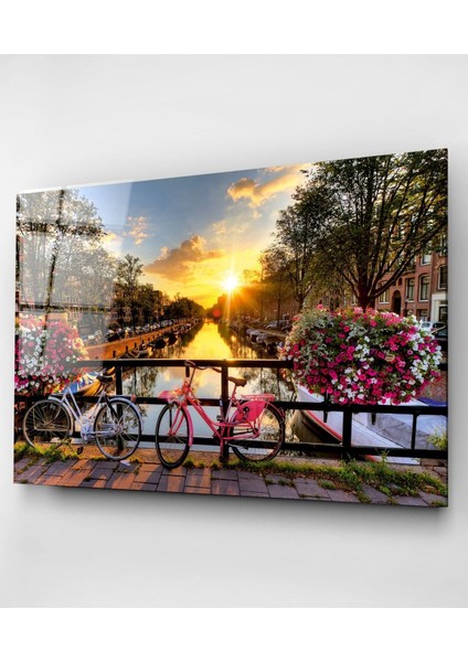 Bisiklet Şehri Hollanda Cam Tablo, Dekoratif Cam Tablo indirimleri