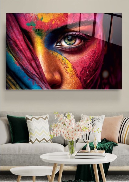 Colorful Woman Cam Tablo, Dekoratif Cam Tablo