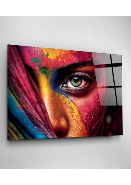 Colorful Woman Cam Tablo, Dekoratif Cam Tablo modelleri