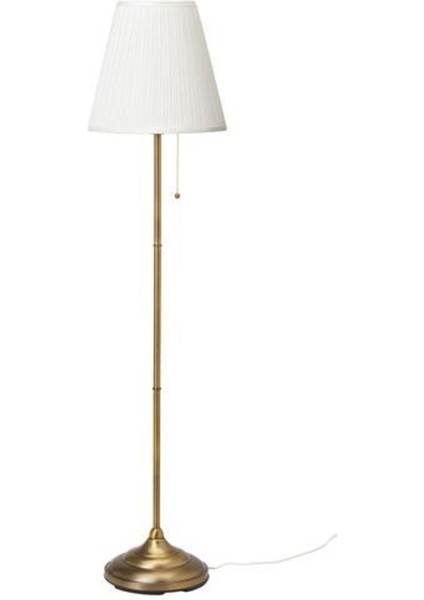 Yüksekliği 155 Cm, Beyaz ve Pirinç Tonlarında Şık Yer Lambası