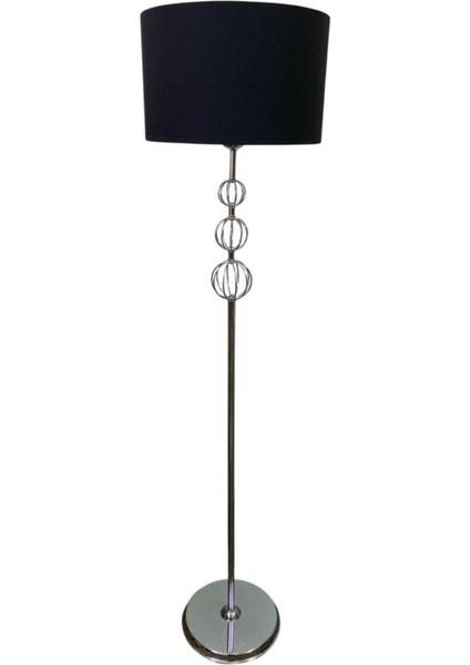 Krom Metal Lambader, 3 Top, Modern ve Şık Tasarım, Bej Renk