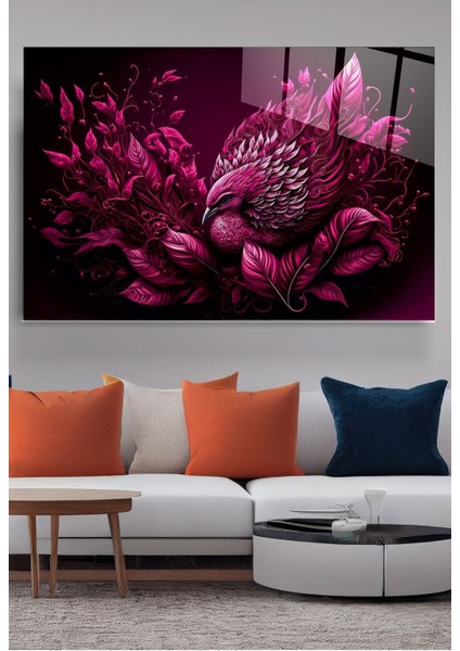 Pink Bird Cam Tablo, Dekoratif Cam Tablo