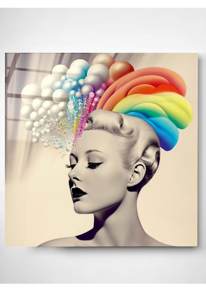 Colorful Woman Cam Tablo, Dekoratif Cam Tablo modelleri