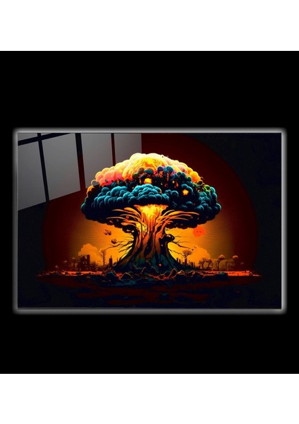 LED Aydınlatmalı Yanardağ Patlaması Cam Tablo, Işıklı Cam Tablo modelleri