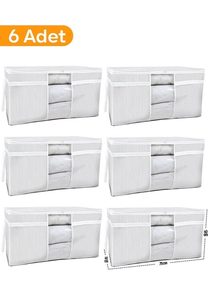 6'lı Gri Pencereli Yastık Yorgan Hurcu Seti 75X40X40 cm