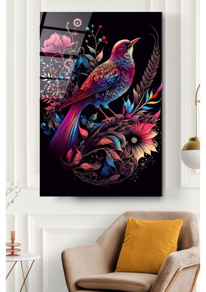 Renkli Kuş Cam Tablo, Dekoratif Cam Tablo fiyatları