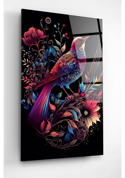 Renkli Kuş Cam Tablo, Dekoratif Cam Tablo modelleri