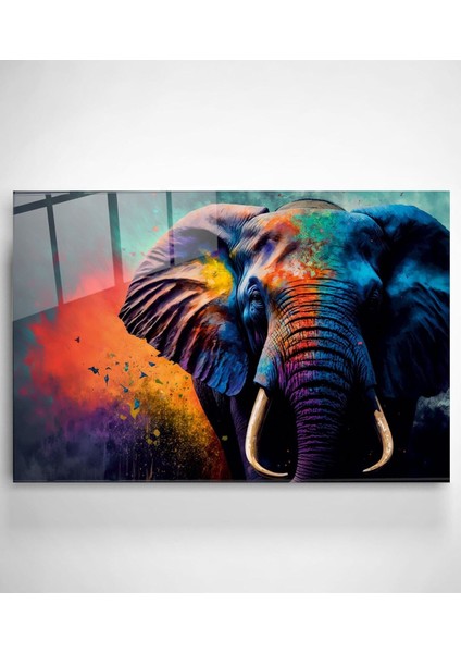Colorful Elephant Cam Tablo, Dekoratif Cam Tablo fiyatları