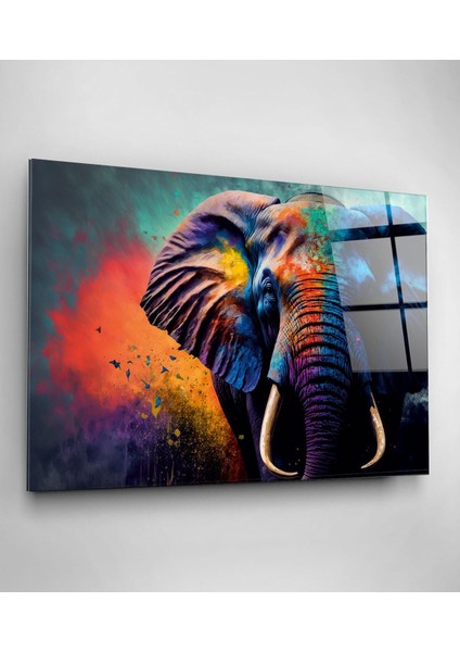 Colorful Elephant Cam Tablo, Dekoratif Cam Tablo modelleri