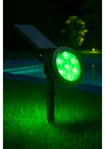 18W Ledli Solar Kazıklı Bahçe Armatürü Yeşil Işık