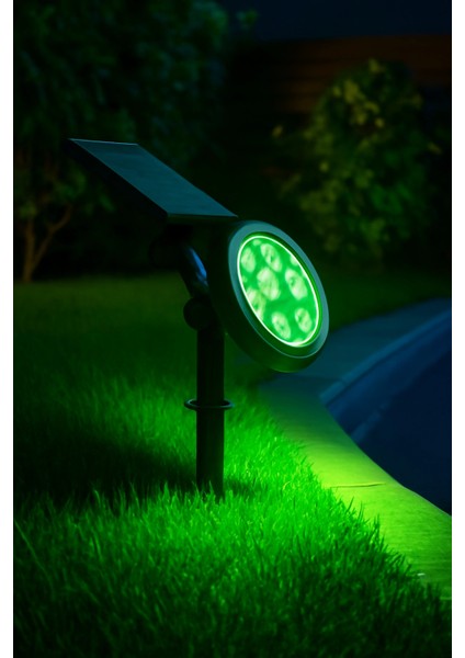 18W Ledli Solar Kazıklı Bahçe Armatürü Yeşil Işık fırsatları
