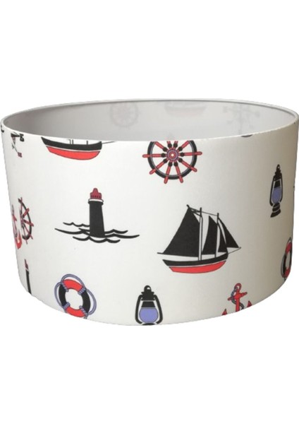 Beyaz Denizci Lambader Şapkası, 38 cm Çap, Şık ve Zarif Tasarım