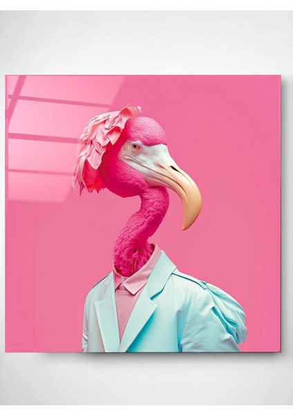 Flamingo Portre Cam Tablo, Dekoratif Cam Tablo modelleri