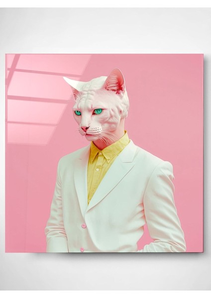 Kedi Portre Cam Tablo, Dekoratif Cam Tablo modelleri