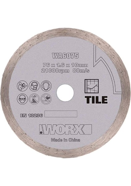 76X10MM Fayans ve Mermer Için Elmas Kesme Diski WA6075 WX801