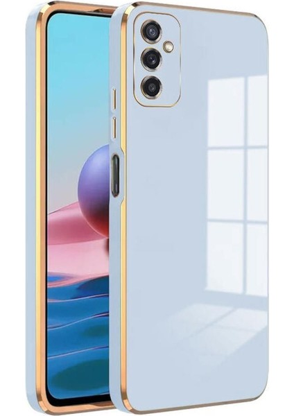 Samsung Galaxy A14 Uyumlu Kılıf Golden Silikon Kılıf Açık Mavi