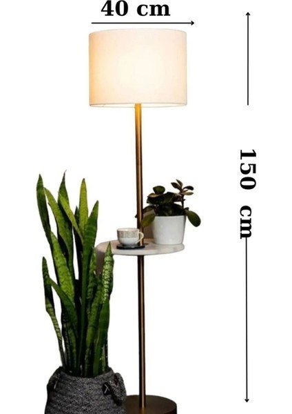 Bej Renkli Modern Ayaklı Lambader ve Tepsi ile Şık Aydınlatma fiyatları