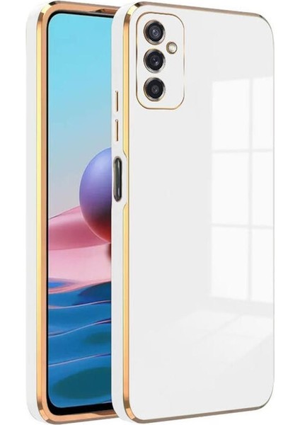 Samsung Galaxy A14 Uyumlu Kılıf Golden Silikon Kılıf Açık Mavi modelleri