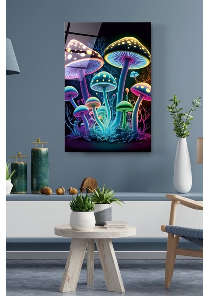 Neon Mantarlar Cam Tablo, Dekoratif Cam Tablo fırsatları