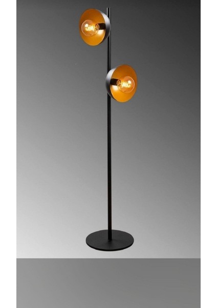 Iki Başlıklı Metal Lambader, Köşe ve Salon Aydınlatması, Şık ve Modern Tasarım