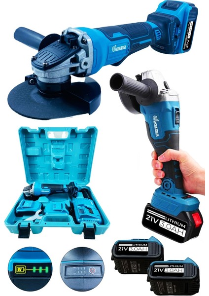 21V 3A Dijital Devir Ayarlı Çift Akülü Brushless Kömürsüz Taşlama