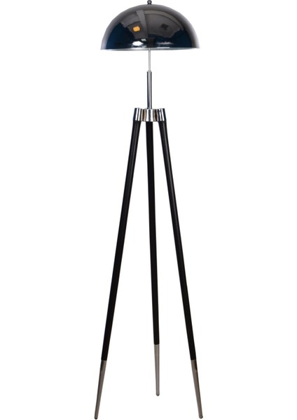 Bej Ahşap Üç Ayaklı Köşe Aydınlatma, Mantar Metal Başlık, Krom Kaplama