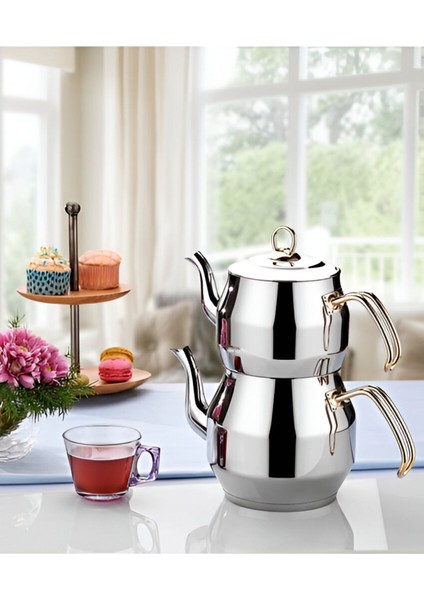 Renkli Mini Çelik Köşem Çaydanlık, Şık ve Dayanıklı Tasarım