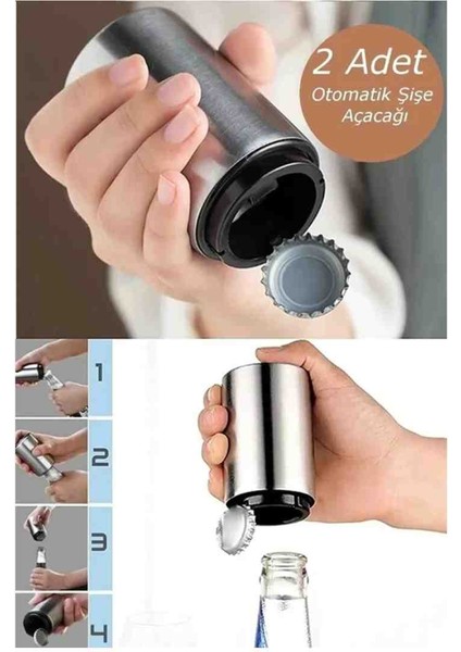 2 Adet Pratik Otomatik Profesyonel Kola Soda Gazoz Şişe Açacağı Mıknatıslı