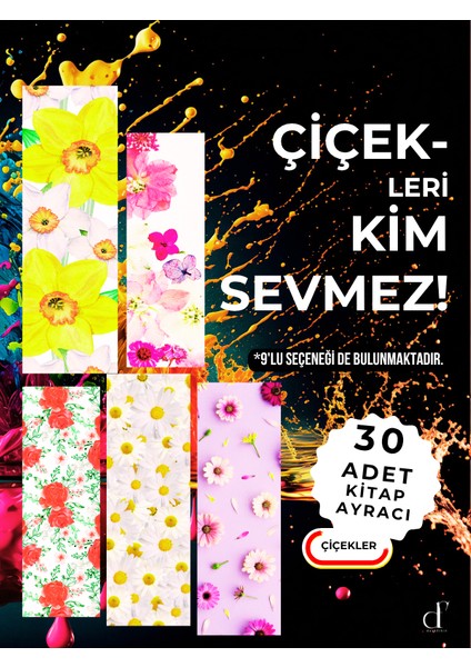30'lu Kitap Ayracı Seti - Çiçekler
