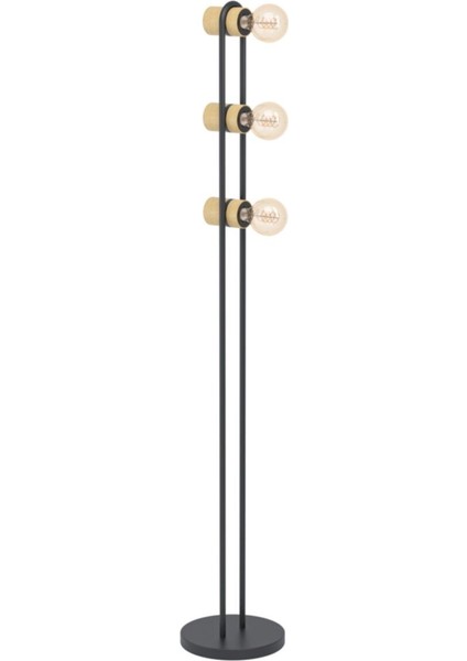 Siyah Dökme Çelik Köşe Lambası, IP20, E27, 3X28W, 8,5 cm